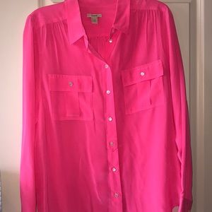 Hot Pink Silk Button Down